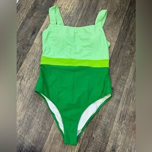 Two tone green swimsuit